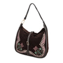 Tosca blu Sacca grande Frida con ricami e patch colore testa di moro