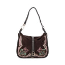 Tosca blu Sacca in suede Frida con patch e ricami colore testa di moro