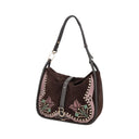 Tosca blu Sacca in suede Frida con patch e ricami colore testa di moro
