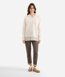 Alviero Martini Tricot con effetto camicia in filato misto lana/alpaca Bianco Lana