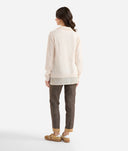 Alviero Martini Tricot con effetto camicia in filato misto lana/alpaca Bianco Lana