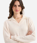 Alviero Martini Tricot con effetto camicia in filato misto lana/alpaca Bianco Lana