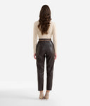 Alviero Martini Pantaloni in eco nappa con gioiello 1C Neri